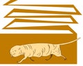 Naked mole rat runs in tunnel. Vector image.