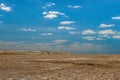 The naked sea bed and blue sky. Uzbekistan Royalty Free Stock Photo