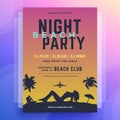 Naked sexy woman seaside tropical vacation neon gradient summer party poster design template vector