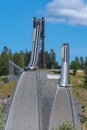 Naked Summer view of the large ski jumping facility in Falun Sweden Royalty Free Stock Photo