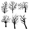 Naked Tree Vector Silhouette Bundle . Hand Drawn Isolated Illustration