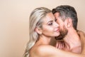 naked woman embrace bare man. romantic relationship and love concept. Royalty Free Stock Photo