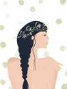 Naked woman with long hair and beautiful flowers wreath on her head Royalty Free Stock Photo