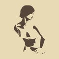 Naked young woman sketch Royalty Free Stock Photo