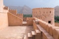 Nakhal,Oman - 04.01.2018: Yard inside the medieval arabian fort of Nakhal, Oman. Fortification walls, rock, stone floor