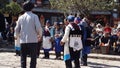 Nakhi women dance around the square in Lijiang Royalty Free Stock Photo