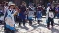 Nakhi women dance around the square in Lijiang Royalty Free Stock Photo