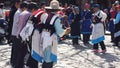 Nakhi women dance around the square in Lijiang Royalty Free Stock Photo