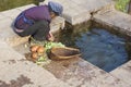 Nakhi women is farming in Lijiang Royalty Free Stock Photo