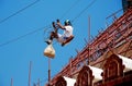 Nakhon Pathom, Thailand: Worker Sliding Down Cable