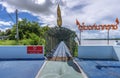 NAKHON PHANOM,THAILAND - JULY 12, 2022: Naga bike tunnel is one of the landmark in Nakhon Phanom, which is bicycle lanes