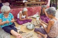 NAKHON PHANOM, THAILAND - Mar 25, 2019 : Group Senior Woman manually weaving bamboo