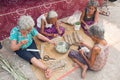 NAKHON PHANOM, THAILAND - Mar 25, 2019 : Group Senior Woman manually weaving bamboo