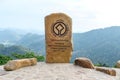 Nakhon Ratchasima, Thailand - April 17, 2018: Stone sign of World Heritage, Dong Phayayen - Khao Yai forest complex view point.