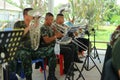 Nakhon Sawan, Thailand, 20 April 2022, a group of men's military musicians, a basketball group and a woodwind are practicing