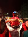 NAKHON SAWAN, THAILAND - FEBRUARY 6 : unidentified asian little riding the neck of his father in Chinese New Year festival on