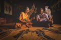 Nakhon Si Thammarat, Thailand - August 15, 2020: Senior women play shadow puppet is traditional south of Thailand