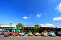 Many colorful old classic Mini Austin cooper parking Royalty Free Stock Photo