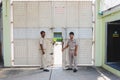 Nakhonsawan Thailand, 5 Apirl 2017: prison guard warden in uniform. Standing and opening the dept of corrections Juvenile