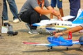 NAKORNPATHOM,THAILAND-12 JANUARY ;2019:Thai  children Day has radio control plane and helicopter show . Royalty Free Stock Photo