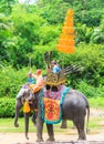 NAKORNPATHOM THAILAND, June 20: Elephants and Myanmar warriors