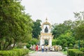 Nakornpathom / Thailand - October 8 2019: people pay respect to Ganesha Shrine in green park in Sanamchandra Palace