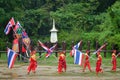 NAKORNPRATHOM THAILAND : October 6, 2022 : photo of elephant show at Samphran elephant ground & zoo, showing how the dynasty use Royalty Free Stock Photo