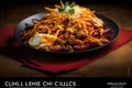 nal food photography of chili cheese fries