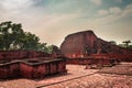 Nalanda University Ruins ,the first Buddhism University with blue clear sky in Bihar state in India Royalty Free Stock Photo