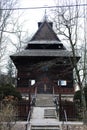 Naleczow, Poland January 23, 2020. Wooden chapel in Zakopane style, designed by Stanislaw Witkiewicz