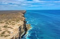 Nullarbor Plain SA Australia. Blue sea and arid landscape