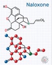 Naloxone molecule. It is used to block the effects of opioids, e Royalty Free Stock Photo