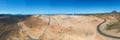 Namafjall Hverir geothermal area in Iceland. Stunning landscape of sulfur valley, panoramic view of Namafjall mountain and blue Royalty Free Stock Photo