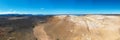 Namafjall Hverir geothermal area in Iceland. Stunning landscape of sulfur valley, panoramic view of Namafjall mountain and blue Royalty Free Stock Photo