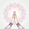 Namaste Decorated Hands Clasped