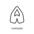 Namaste icon. Trendy modern flat linear vector Namaste icon on w Royalty Free Stock Photo