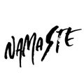 Namaste. Indian word. Modern brush lettering. Handwritten calligraphic design. Typography banner. Vector illustration.