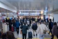 Namba district, Osaka, Japan - 3 Mar 2018: Japanese passengers walked around in undergroud / subway at Numba station., Namba train