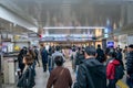 Namba district, Osaka, Japan - 3 Mar 2018: Japanese passengers walked around in undergroud / subway at Numba station., Namba train