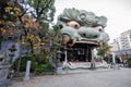 Namba Yasaka Shrine with Ema-Den Lion shaped hall in Osaka, Japa Royalty Free Stock Photo