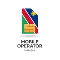 Nambia mobile operator. SIM card with flag. Vector illustration.