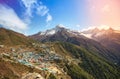Namche Bazaar aerial view, mount Thamserku, Everest trek, Himalaya, Nepal Royalty Free Stock Photo