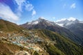 Namche Bazaar aerial view, mount Thamserku, Everest trek, Himalaya, Nepal Royalty Free Stock Photo