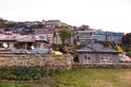 View of hill-side lodgings at Namche Bazaar town, Solukhumbu District, Nepal Royalty Free Stock Photo