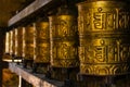 Buddhist Prayer Flags and Wheel Everest Base Camp Trekking in Solukhumbu, Nepal Royalty Free Stock Photo