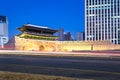 Namdaemun gate Sungnyemun cityscape at night, fortress of seoul, South Korea Royalty Free Stock Photo