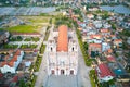 Aerial view of Phu Nhai Catholic church, once the biggest church in Indochina hundreds of years ago.