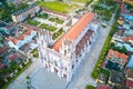 Aerial view of Phu Nhai Catholic church, once the biggest church in Indochina hundreds of years ago.