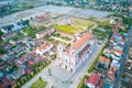 Aerial view of Phu Nhai Catholic church, once the biggest church in Indochina hundreds of years ago.