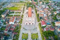 Aerial view of Phu Nhai Catholic church, once the biggest church in Indochina hundreds of years ago.